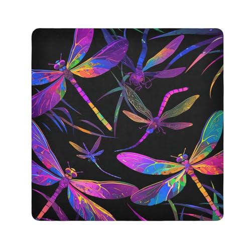 EtherSpher Bunte Libellen-Reise-Kosmetiktasche, Stoff, selbstklebend, Reisetasche, Organizer, Verpackung, 55 x 55 cm, Verpackung für Toilettenartikel, Bunte Libelle, 21.7x21.7in von EtherSpher