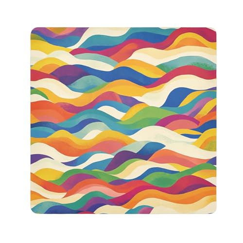 EtherSpher Bunte Make-up-Tasche, Stoff, tragbar, Reise-Make-up-Organizer, 55 x 55 cm, Wickeltasche für Damen, Bunte Wellen, 21.7x21.7in von EtherSpher