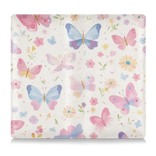 EtherSpher Bunte Schmetterlings-Blumen, Leder, Registrierungs- und Versicherungskartenhalter, Fahrzeug-Handschuhfach-Organizer für Karten, wichtige Dokumente, Führerschein, Fahrzeugpapiere von EtherSpher
