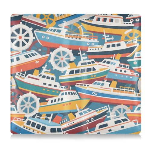 EtherSpher Buntes Cartoon-Dampfschiff, PU-Leder, Auto-Registrierung, Versicherung und Ausweishalter, LKW-Zubehör für Karten, wichtige Dokumente, Führerschein, Fahrzeugpapiere von EtherSpher