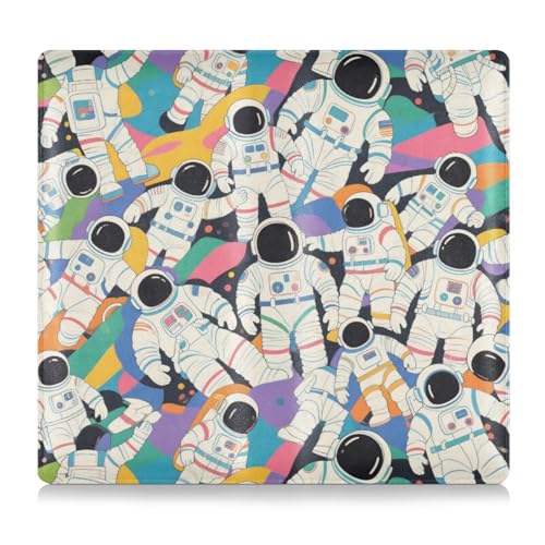 EtherSpher Buntes Cartoon-Design, niedlicher Astronaut, hochwertiges Leder, Auto-Registrierungs- und Versicherungskartenhalter, Auto-Handschuhfach-Organizer für Dokumente, Karten, Führerschein von EtherSpher