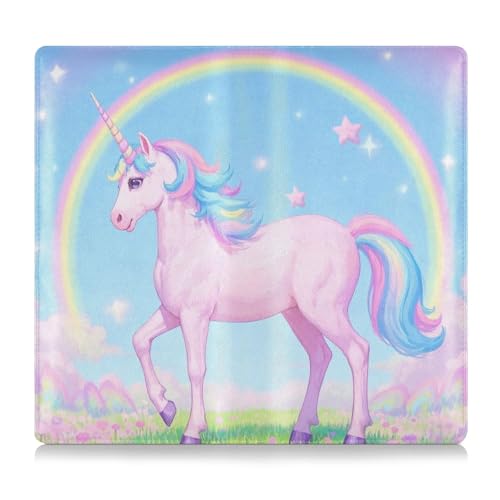 EtherSpher Cartoon Cute White Rainbow Unicorns Premium Leather Car Insurance and Registration Card Holder Perfect Car Essentials Wallet for Documents, Cards, License von EtherSpher