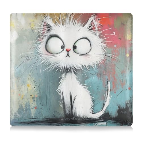 EtherSpher Cartoon-Design, niedliches weißes Kätzchen, hochwertiges Leder, Auto-Registrierung, Versicherung und Ausweishalter, Auto-Handschuhfach-Organizer für Karten, wesentliche Dokumente, von EtherSpher