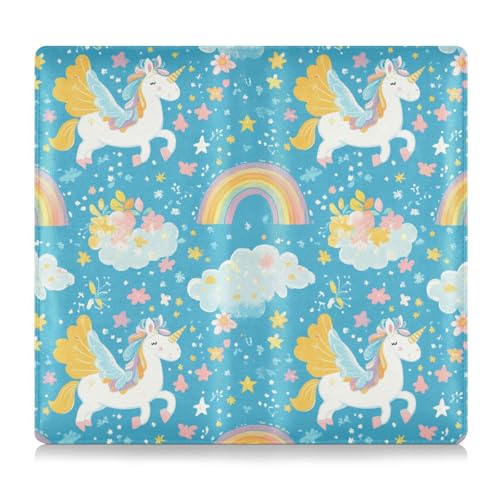 EtherSpher Cartoon-Einhörner, PU-Leder, Auto-Registrierungs- und Versicherungskartenhalter, Auto-Handschuhfach-Organizer für Führerschein, Karten und wichtige Dokumente, Blau von EtherSpher