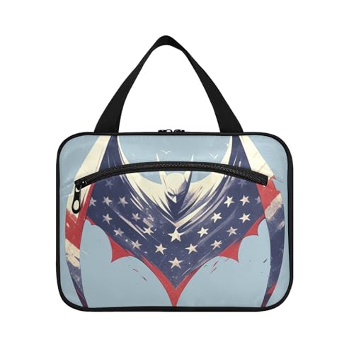 EtherSpher Cartoon Fledermäuse 4. Juli Unabhängigkeitstag hängende Reise Make-up mit Haken Designer faltbare Rasierset Tasche für Männer für Männer Kreuzfahrten estuche para brochas maquillaje L von EtherSpher