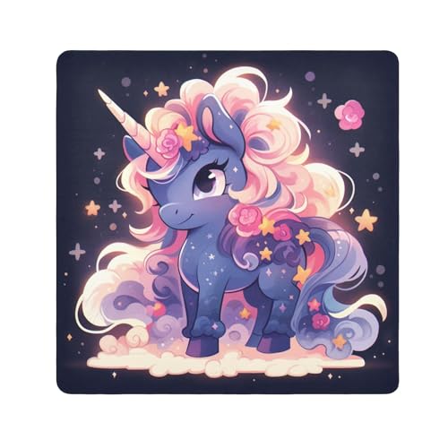 EtherSpher Cartoon-Halter mit niedlichen weißen Einhörnern, Kamera-Objektivtuch, magischer Aufkleber, Kosmetik-Organizer, Wickeltuch für Damen, 55 x 55 cm, Niedliche weiße Cartoon-Einhörner, von EtherSpher