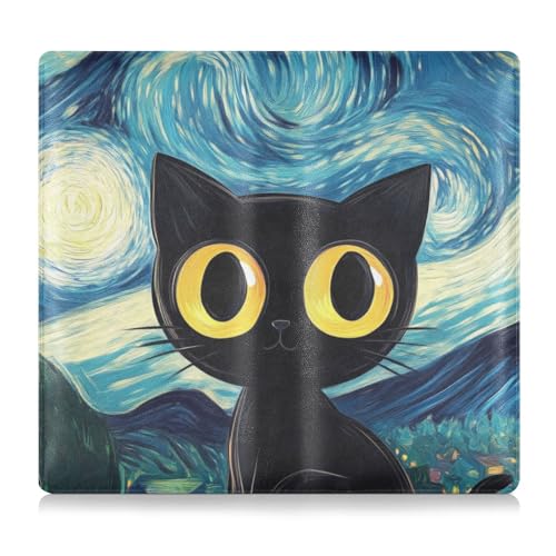 EtherSpher Cartoon-Katzen-Halter für Kfz-Registrierungs- und Versicherungskarten, Leder, Handschuhfach-Organizer für Karten, wesentliches Dokument, Führerschein von EtherSpher