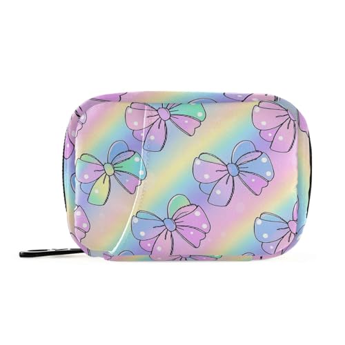 EtherSpher Cartoon-Medikamententasche mit niedlichen Punkten und Schleife, Regenbogenfarben, mit abnehmbaren Fächern, wiederverwendbarer Medikamenten-Organizer für Geldbörse von EtherSpher