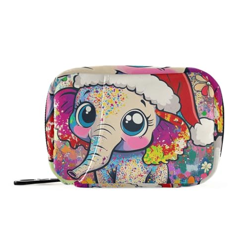 EtherSpher Cartoon-Medizintaschen mit niedlichen Frohe Weihnachten Elefant für Frauen mit abnehmbaren Fächern, wiederverwendbare Reisetasche für Geldbörse von EtherSpher