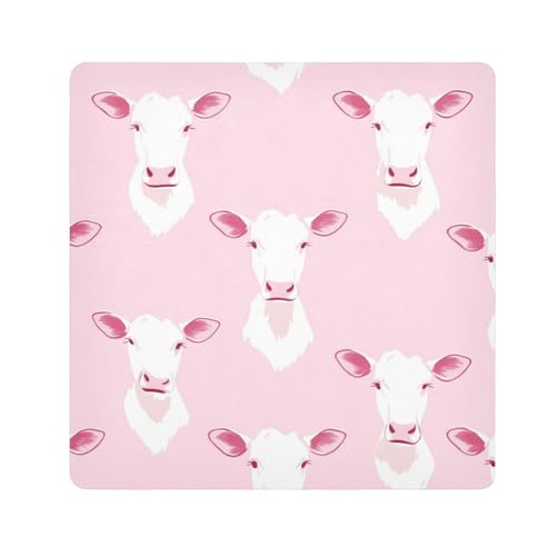 EtherSpher Cartoon-Reisetasche, Motiv: niedliche weiße Kuh, Stoff, magisch, selbstklebend, 55 x 55 cm, für Damen, Cartoon-niedliche weiße Kuh, 21.7x21.7in von EtherSpher
