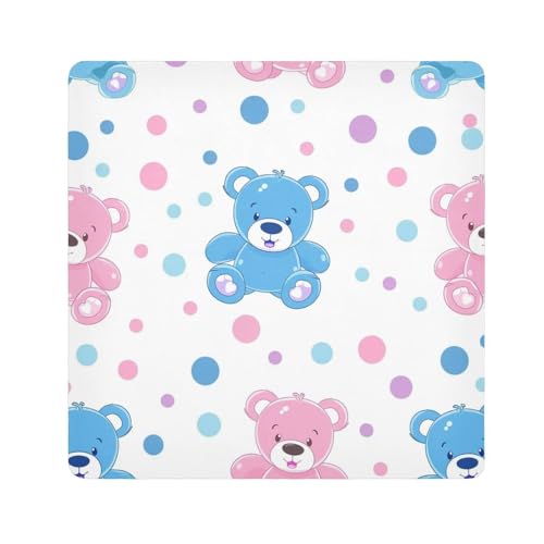 EtherSpher Cartoon-Reisetasche, Motiv: niedlicher blauer Pfirsichbär, Kamera-Objektivtuch, selbstklebend, Organizer, 55 x 55 cm, für Make-up für Damen von EtherSpher