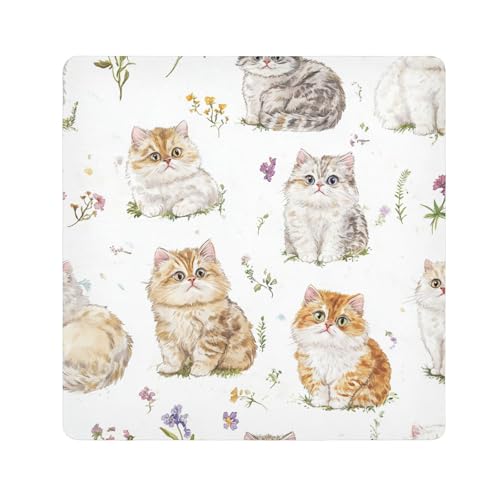 EtherSpher Cartoon Selkirk Rex Cats White Makeup Organizer Bag Camera Lens Cloth Magic Self-Adhesive Travel Organizer Wrap 21.7 X 21.7 cm Wrapper Organizer Bags For Women, Cartoon Selkirk Rex Katzen von EtherSpher