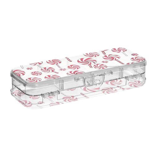 EtherSpher Cartoon-Stil Zuckerstangen Frohe Weihnachten entworfene Kunststoff-Box für Bleistifte, doppellagige Boxen Stifte Etui für Kunstbedarf mit Deckel von EtherSpher