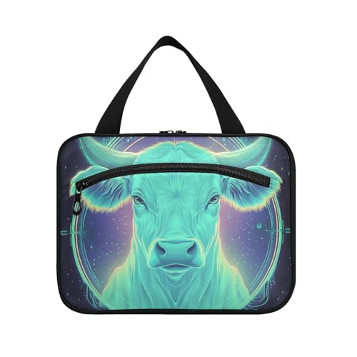 EtherSpher Cartoon-Taro-Astrologie-Kuh-Hängetaschen für Reisen mit Haken, Designer-Make-up-Tasche für Frauen, ein Muss für Fitnessstudio, Bolsas de Maquillaje para mujer L, Cartoon Taro Astrologie Kuh von EtherSpher