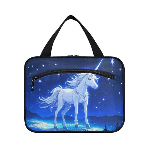 EtherSpher Cartoon weiße Sternenhörner Hängetasche für Frauen Reise mit Haken, tragbare Designer-Rasiertasche für Männer für Reisen, Make-up, Urlaub, estuche de maquillaje para mujer L EtherSpher Cartoon weiße Sternenhörner Hängetasche für Frauen Reise mit Haken, tragbare Designer-Rasiertasche für Männer für Reisen, Make-up, Urlaub, estuche de maquillaje para mujer L von EtherSpher