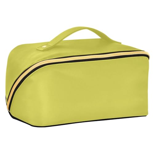 EtherSpher Chartreuse Make-up-Tasche mit Trennwänden, große Reisetaschen für Damen, mit Fächern und Griff von EtherSpher