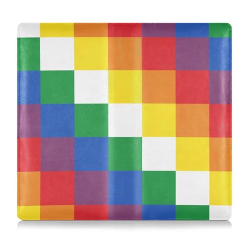 EtherSpher Checker Bunte Schutzhülle aus PU-Leder, Auto-Registrierung, Versicherung und Ausweishalter, Auto-Brieftasche, Organizer für Führerschein, Karten und wichtige Dokumente, Karo, bunt, 1 size von EtherSpher