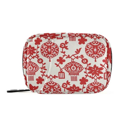 EtherSpher Chinesische Kultur Papierschnitt-Kunst-Medizintasche für Reisen mit abnehmbaren Fächern, tragbare Medizin-Reisetasche für Geldbörse von EtherSpher