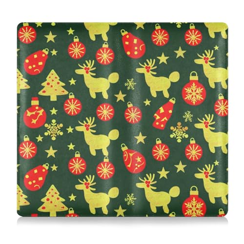 EtherSpher Christmas Deco Gold Deer Premium Leder Auto Registrierung & Versicherung Kartenhalter LKW Zubehör für Dokumente, Karten, Führerschein, Weihnachtsdeko Goldhirsch, 1 size von EtherSpher