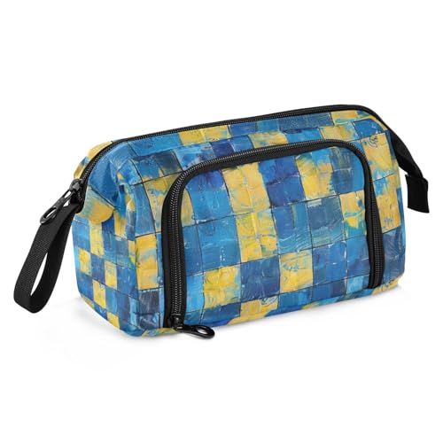 EtherSpher Das ganze Bild besteht aus blauen und gelben Quadraten, Schul-Federmäppchen, große Kapazität, Make-up-Tasche mit Fach für Herren, High School Supplies estiche para lapices EtherSpher Das ganze Bild besteht aus blauen und gelben Quadraten, Schul-Federmäppchen, große Kapazität, Make-up-Tasche mit Fach für Herren, High School Supplies estiche para lapices von EtherSpher