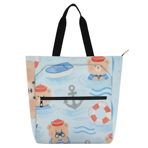 EtherSpher Dekorative Kinder-Tragetaschen für Kinder, Damen, Herren, Cartoon, niedlicher Braunbär, robust, wiederverwendbar, Bibliotheksbuchtasche, Einkaufstasche für Schule, Arbeit, Reisen EtherSpher Dekorative Kinder-Tragetaschen für Kinder, Damen, Herren, Cartoon, niedlicher Braunbär, robust, wiederverwendbar, Bibliotheksbuchtasche, Einkaufstasche für Schule, Arbeit, Reisen von EtherSpher