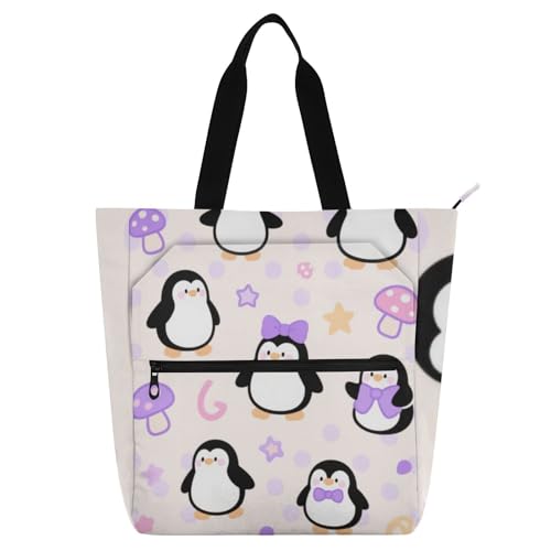EtherSpher Dekorative süße Buch-Tragetasche für Kinder, Studenten, Erwachsene, niedlicher Cartoon-weißer Pinguin, große Schul-Schultertasche mit Reißverschlusstaschen, für Schule, Einkaufen, Reisen EtherSpher Dekorative süße Buch-Tragetasche für Kinder, Studenten, Erwachsene, niedlicher Cartoon-weißer Pinguin, große Schul-Schultertasche mit Reißverschlusstaschen, für Schule, Einkaufen, Reisen von EtherSpher
