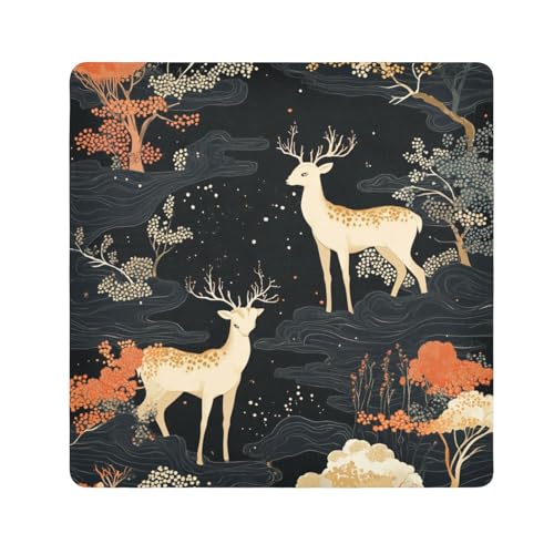 EtherSpher Dreamy Deer Ukiyo-e Make-uphalter, Kamera-Objektivtuch, selbstklebend, Reise-Make-up-Organizer, 55 x 55 cm, Wrapper für Damen, Traumhafter Hirsch, Ukiyo-e-Stil, 21.7x21.7in von EtherSpher