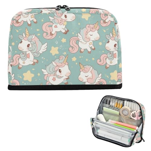 EtherSpher Dreamy Unicorns Federmäppchen, großes Fassungsvermögen, Stifteetui mit Reißverschluss, Schreibwaren-Tasche für Teenager, Elementary Lapicera para ninas von EtherSpher