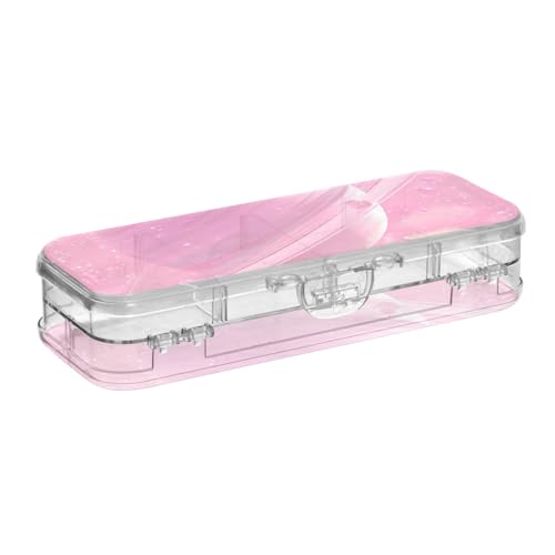 EtherSpher Fantasy Pink Planet Animation Ästhetik, transparente Stiftebox, doppelstöckig, transparente Stiftebox für Schreibwaren mit Schnappdeckel von EtherSpher