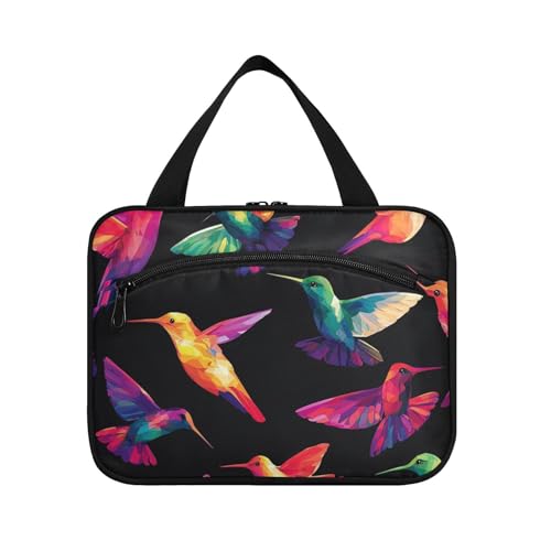 EtherSpher Farbige Kolibri-Reisetasche zum Aufhängen, Kulturbeutel mit Haken, Designer-Multifunktionstaschen mit Reißverschluss für Reiseutensilien für Damen, Urlaub, Bolso de Maquillaje para mujer L von EtherSpher