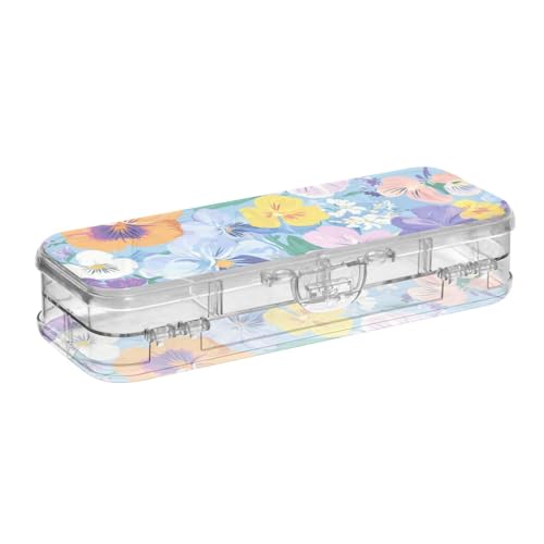 EtherSpher Farbige Ölgemälde-Sinnesblumen-Design-Kunststoffbox für Bleistifte, doppellagig, für Schreibwaren, mit Schnappdeckel von EtherSpher