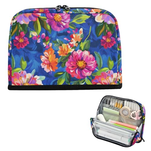 EtherSpher Federmäppchen, Motiv: Ölgemälde, Blumen, großes Fassungsvermögen, Make-up-Tasche, weicher Aufbewahrungs-Organizer für Teenager, Schulbedarf, estuche para lapices von EtherSpher