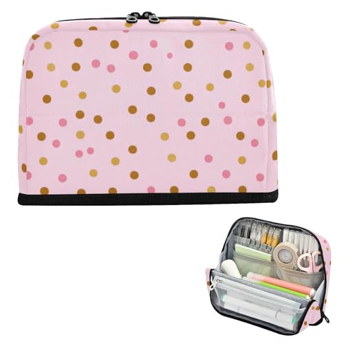 EtherSpher Federmäppchen, goldfarben, gepunktet, großes Fassungsvermögen, Make-up, weicher Aufbewahrungs-Organizer für Teenager, adrette Schule, Lapiceros para mujer von EtherSpher