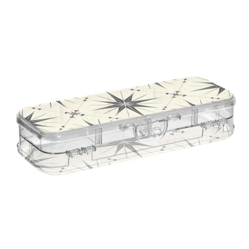 EtherSpher Federmäppchen aus Kunststoff mit symmetrischen Sternen, 2-lagig, hart, für die Schule, mit Schnappverschluss, Schwarz von EtherSpher