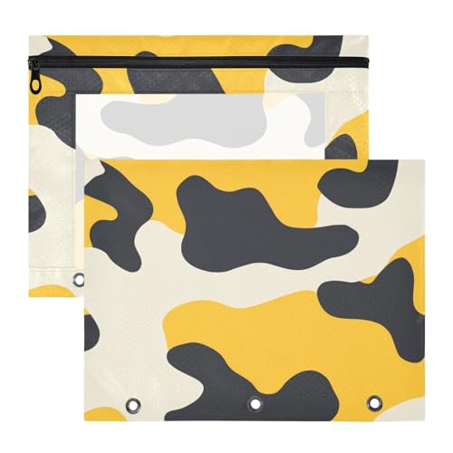 EtherSpher Federmäppchen mit 3 verstärkten Ösen, Aufbewahrungstasche für 3 Ringe, 2 Stück, Studenten, Klassenzimmer, Camouflage, Gelb, Camouflage, Beige EtherSpher Federmäppchen mit 3 verstärkten Ösen, Aufbewahrungstasche für 3 Ringe, 2 Stück, Studenten, Klassenzimmer, Camouflage, Gelb, Camouflage, Beige von EtherSpher
