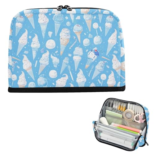 EtherSpher Federmäppchen mit Cartoon-Eiscreme-Motiv, großes Fassungsvermögen, Make-up-Tasche, erweiterbar, Schreibtisch-Organizer für Teenager, Schulbedarf, Cartucheras Escolares para lapices para von EtherSpher