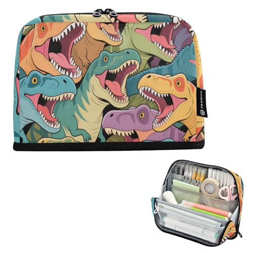 EtherSpher Federmäppchen mit Cartoon-Tier-Dinosaurier-Motiv, großes Fassungsvermögen, Mehrzweck-Schreibtisch-Organizer für Herren, Kosmetik, Caja Para, Lapices Escolares Nina von EtherSpher