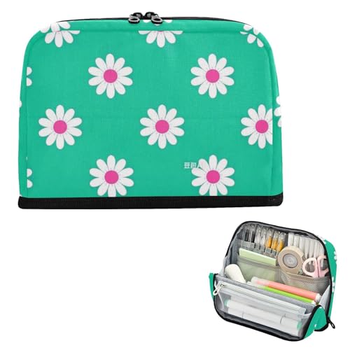 EtherSpher Federmäppchen mit Gänseblümchen-Blumenmuster, großes Fassungsvermögen, Kosmetiktasche, Reißverschluss, Schreibwaren-Organizer für Teenager, Jungen, adrette Schule, Bolsa Para Herramientas EtherSpher Federmäppchen mit Gänseblümchen-Blumenmuster, großes Fassungsvermögen, Kosmetiktasche, Reißverschluss, Schreibwaren-Organizer für Teenager, Jungen, adrette Schule, Bolsa Para Herramientas von EtherSpher