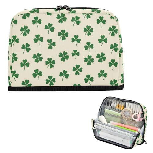 EtherSpher Federmäppchen mit Kleeblatt-Design, große Kapazität, Make-up, Reißverschluss, Schreibwaren-Tasche für Erwachsene, Kosmetik, Bolsa Para Lapices de Ninos, Grün EtherSpher Federmäppchen mit Kleeblatt-Design, große Kapazität, Make-up, Reißverschluss, Schreibwaren-Tasche für Erwachsene, Kosmetik, Bolsa Para Lapices de Ninos, Grün von EtherSpher