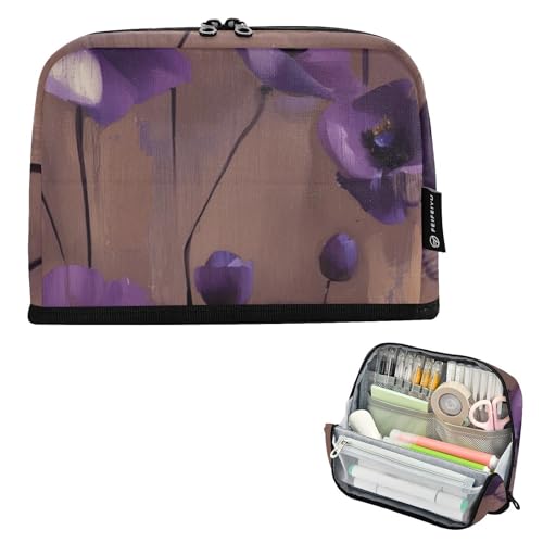 EtherSpher Federmäppchen mit Ölgemälde, Blumen, großes Fassungsvermögen, Kosmetik, mit Schlitz, Schreibwaren-Aufbewahrung für Herren, adrette Schule, Cartera Para, Lapices Ecolares de Nina von EtherSpher