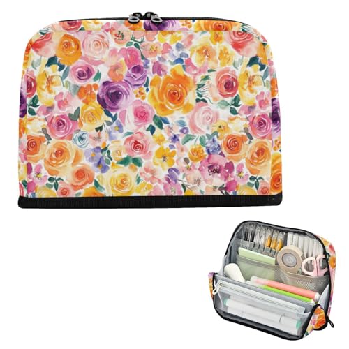 EtherSpher Federmäppchen mit Rosenmotiv, buntes Federmäppchen mit großem Fassungsvermögen, leichtes Schreibwaren-Federmäppchen für Erwachsene, adrette Schule, Estuche para lapices von EtherSpher
