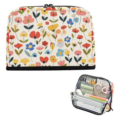 EtherSpher Federmäppchen mit frischen Safari-Blumen, großes Fassungsvermögen, stabiler Aufbewahrungs-Organizer für Teenager, Schulbedarf, lapicera para ninas von EtherSpher