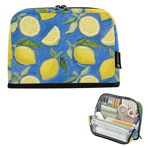 EtherSpher Federmäppchen mit großem Fassungsvermögen, Make-up-Tasche mit Schlitz, für Herren, Schulbedarf, Zitronenfrucht, Blau EtherSpher Federmäppchen mit großem Fassungsvermögen, Make-up-Tasche mit Schlitz, für Herren, Schulbedarf, Zitronenfrucht, Blau von EtherSpher