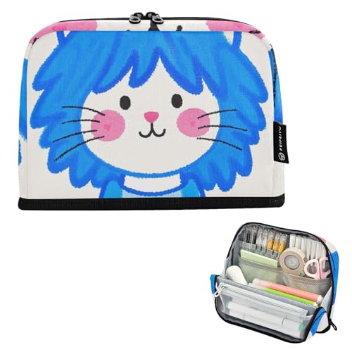 EtherSpher Federmäppchen mit niedlichem blauem Fell und Katze, große Kapazität, Aufbewahrungstasche, multifunktionale Schreibwaren-Aufbewahrung für Kinder, Reisen, estuche de lápices para ninas EtherSpher Federmäppchen mit niedlichem blauem Fell und Katze, große Kapazität, Aufbewahrungstasche, multifunktionale Schreibwaren-Aufbewahrung für Kinder, Reisen, estuche de lápices para ninas von EtherSpher