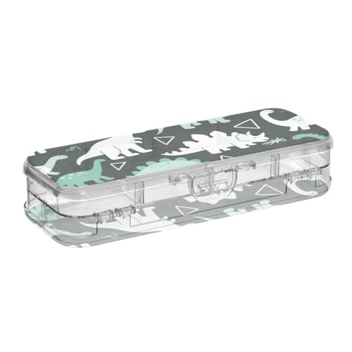 EtherSpher Federmäppchen mit niedlichem und buntem Dinosaurier-Design, Kunststoff, doppellagig, harte Stifteetuis für Bastelkunst, mit Deckel von EtherSpher