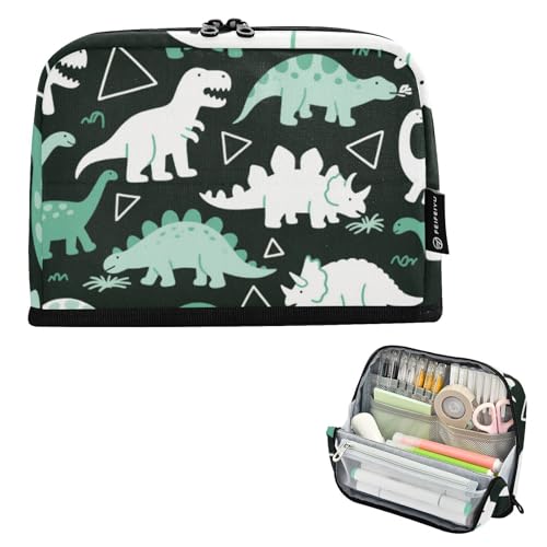 EtherSpher Federmäppchen mit niedlichem und buntem Dinosaurier-Motiv, große Kapazität, Make-up-Tasche, stehend, Organizer-Box für Jugendliche, College, Bolsa Para Lapices von EtherSpher