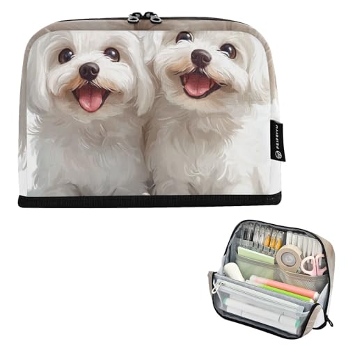 EtherSpher Federmäppchen mit niedlichem weißem Malteserhund, großes Fassungsvermögen, aufrechte Aufbewahrungstasche, große Kapazität, Mehrzwecktasche für Mädchen, Schulbedarf, estuche para lapices EtherSpher Federmäppchen mit niedlichem weißem Malteserhund, großes Fassungsvermögen, aufrechte Aufbewahrungstasche, große Kapazität, Mehrzwecktasche für Mädchen, Schulbedarf, estuche para lapices von EtherSpher