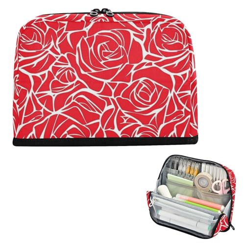 EtherSpher Federmäppchen mit roten Rosen und Blumen, große Kapazität, Make-up-Tasche, mit Reißverschluss, Schreibwaren-Tasche für Jungen, adretter Schulbedarf, estuche para lapices de nino EtherSpher Federmäppchen mit roten Rosen und Blumen, große Kapazität, Make-up-Tasche, mit Reißverschluss, Schreibwaren-Tasche für Jungen, adretter Schulbedarf, estuche para lapices de nino von EtherSpher