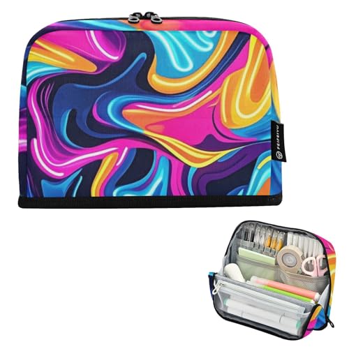 EtherSpher Federmäppchen mit unregelmäßiger abstrakter Textur, großes Fassungsvermögen, stabile Schreibwaren-Tasche für Teenager, Jungen, Schulbedarf, Estuches de maquillaje para mujer von EtherSpher