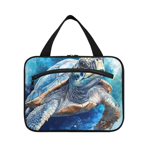 EtherSpher Fierce Turtle Reptile Blue Hanging Travel Makeup with Hook Designer Waterproof Makeup Bag Organizer for Travel Accessories Camping estuche para brochas maquillaje L, Fierce Turtle Reptilien von EtherSpher